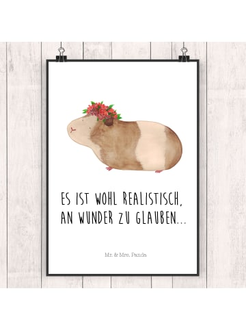 Mr. & Mrs. Panda Poster Meerschweinchen Weisheit mit Spruch in Weiß