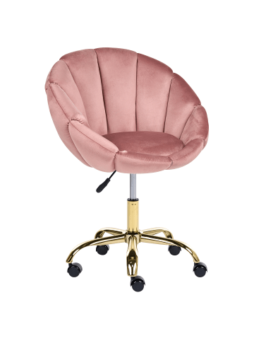 Beliani Bürostuhl ANNABELLE in Rosa/Gold - (W) 66 x (H) 81 x (L) 39 cm
