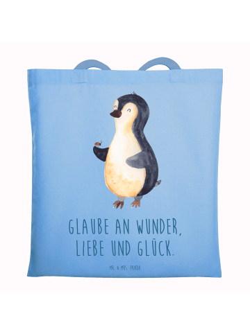Mr. & Mrs. Panda Jutebeutel Pinguin Marienkäfer mit Spruch in Sky Blue