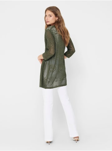 JACQUELINE de YONG Strickjacke V-Ausschnitt 3/4 Arm in Grün