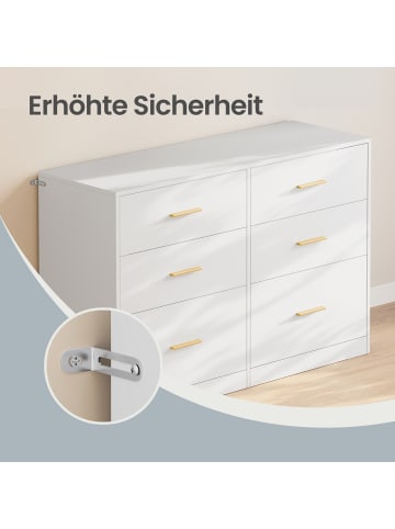 VASAGLE Kommode Custos in Weiß - (B)119 x (H)78 x (T)40 cm