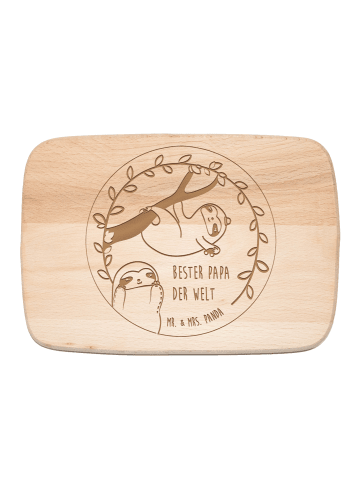 Mr. & Mrs. Panda Schneidebrett Holz Faultier Papa mit Spruch in Transparent