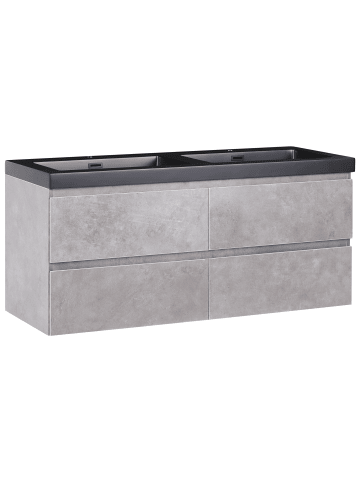 Beliani 2-tlg Badezimmerschrank mit Waschbecken CARDIEL in Grau/Schwarz