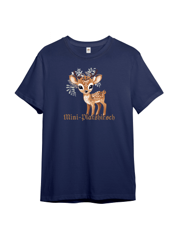 PAULGOS Kinder T-Shirt, Mini Platzhirsch (klein) in Navi-Blau