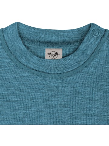 Normani Outdoor Sports Baby Kurzarm Body - 100% Bio-Merinowolle in Blau