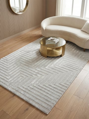 KADIMA DESIGN Teppich Kurzflor Waschbar 3D ILLER Strapazierfähig OEKO-TEX in Silber
