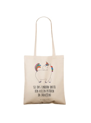 Mr. & Mrs. Panda Tote Bag Einhorn Stolzieren mit Spruch in Creme