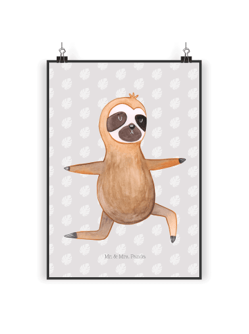 Mr. & Mrs. Panda Poster Faultier Yoga ohne Spruch in Grau Pastell