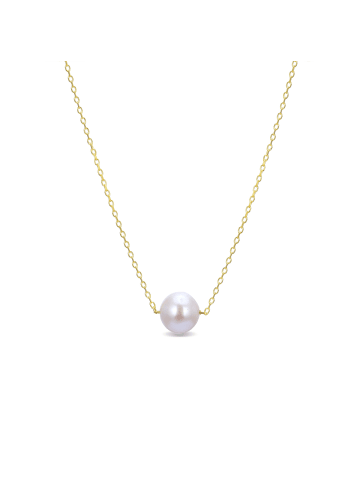 Luxenter Halskette aus 925er Sterlingsilber mit weißer Perle, 18K Gelbgold-Finish – Sadah