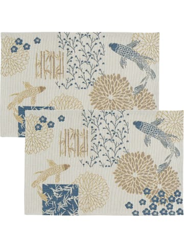 Sander Gobelin Tischset 2er-Pack Nara in blau-natur
