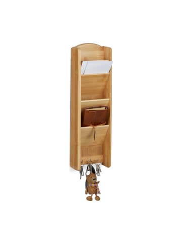 relaxdays Schlüsselbrett in Natur - (B)15 x (H)49,5 x (T)7,5 cm
