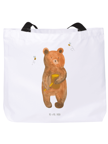 Mr. & Mrs. Panda Tote Bag Bär Honig ohne Spruch in Weiß