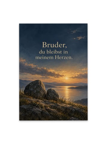 Trauerkarte Stein tröstlich Design mit Spruch in Weiß