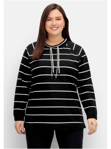 sheego Gestreiftes Sweatshirt in schwarz-weiß