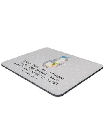 Mr. & Mrs. Panda Maus-Pad Elektriker Lichtbringer mit Spruch in Grau Pastell