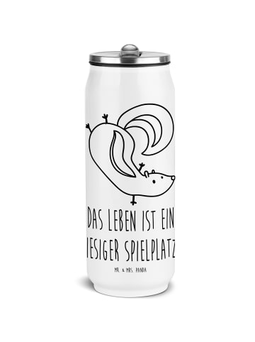 Mr. & Mrs. Panda Sport Trinkflasche Stinktier Handstand mit Spruch in Weiß
