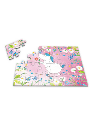Mr. & Mrs. Panda Puzzle Einhorn Blume ohne Spruch in Rot Pastell