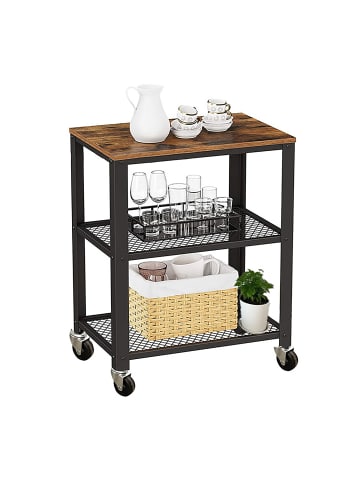 relaxdays Küchenwagen "Industrial" in Dunkelbraun/ Schwarz - (B)60 x (H)77,5 x (T)40 cm