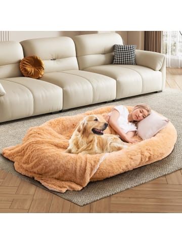 COSTWAY Hundebett für Menschen & Hunde in Braun