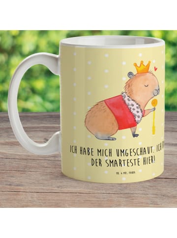 Mr. & Mrs. Panda Becher Capybara König mit Spruch in Gelb Pastell