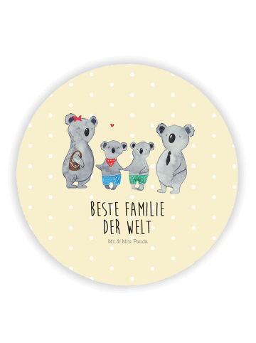 Mr. & Mrs. Panda Rund Magnet Koala Familie zwei mit Spruch in Gelb Pastell