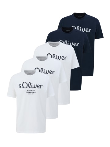 S. Oliver T-Shirt Basic in Weiß / blau