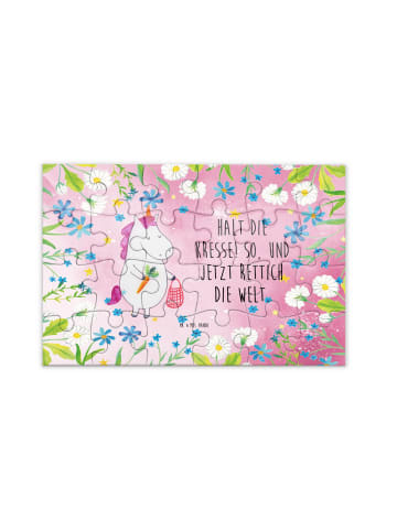 Mr. & Mrs. Panda Puzzle Einhorn Gemüse mit Spruch in Rot Pastell