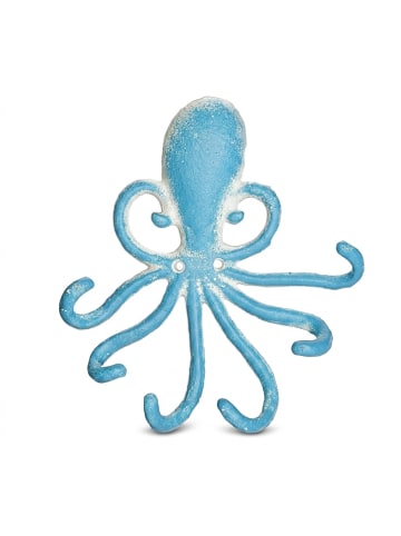 relaxdays Wandhaken "Oktopus" in Hellbau/ Weiß - (B)15,5 x (H)16,5 x (T)4 cm