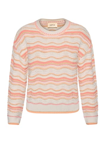 CARTOON Strickpullover mit Rundhalsausschnitt in Cream/Orange