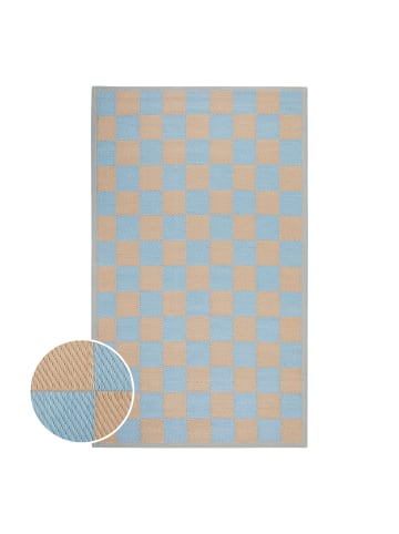 Butlers In-/Outdoorteppich COLOUR CLASH Karo in Blau / Beige