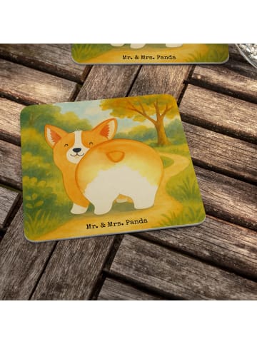 Mr. & Mrs. Panda Glasuntersetzer Corgi Po Design ohne Spruch in Weiß