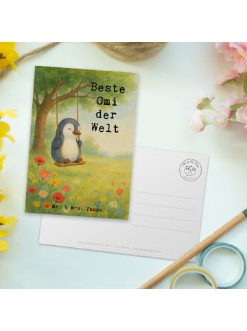 Mr. & Mrs. Panda Postkarte Pinguin Beste Omi der Welt Design mit... in Weiß