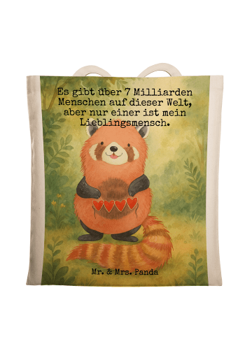 Mr. & Mrs. Panda Tragetasche Roter Panda Design mit Spruch in Weiß