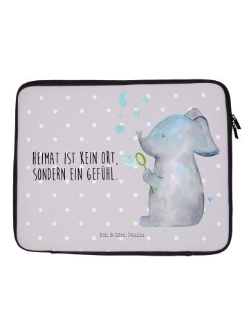Mr. & Mrs. Panda Hülle Laptop Elefant Seifenblasen mit Spruch in Grau Pastell