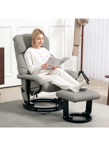 HOMCOM Relaxsessel mit Fußhocker-76B x 80T x 102H cm-Grau