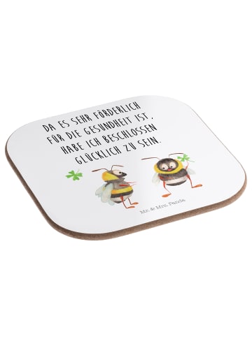 Mr. & Mrs. Panda Untersetzer Hummeln Kleeblatt mit Spruch in Weiß
