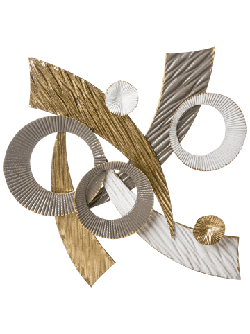 Beliani Wandobjekt FENIT in Gold/Silber/Weiß - (W) 55 x (H) 54 x (L) 4 cm Horizontal
