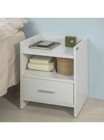 SoBuy Nachttisch in Weiß - (B)38 x (H)45 x (T)35 cm