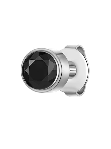 True Rebels Ohrstecker Edelstahl Zirkonia schwarz in silber