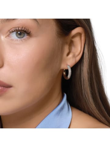 Steel_Art Creolen Damen Dahlia silberfarben poliert in goldfarben