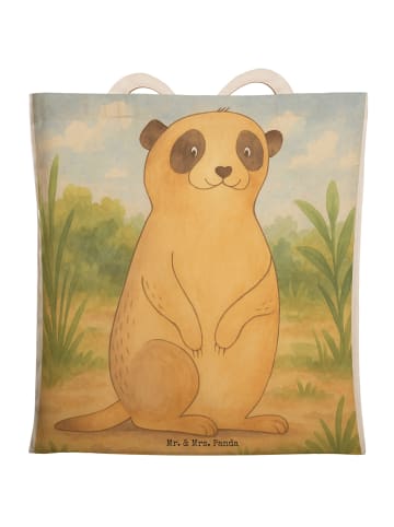 Mr. & Mrs. Panda Tote Bag Erdmännchen Design ohne Spruch in Weiß