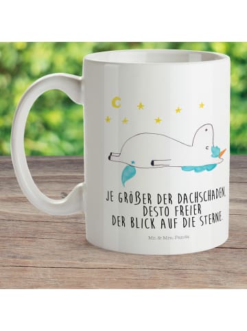 Mr. & Mrs. Panda Plastikbecher Einhorn Sternenhimmel mit Spruch in Weiß