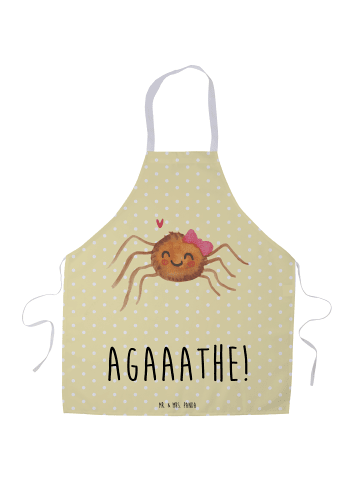 Mr. & Mrs. Panda Schürze Spinne Agathe Freude mit Spruch in Gelb Pastell