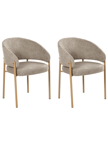 Beliani 2er-Set Esszimmerstuhl ZANE in Beige/Braun