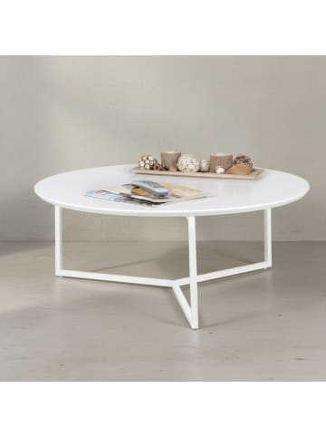 KADIMA DESIGN Couchtisch | MDF, Weiß, ø80cm, Metallgestell