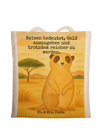 Mr. & Mrs. Panda Tasche Erdmännchen Design mit Spruch in Weiß
