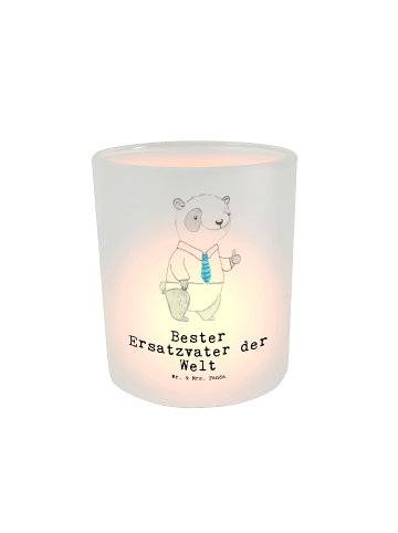 Mr. & Mrs. Panda Windlicht Glas Panda Bester Ersatzvater der Wel... in Transparent