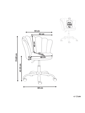 Beliani Bürostuhl MONTICELLO in Weiß/Gold/Schwarz - (W) 60 x (H) 79 x (L) 60 cm