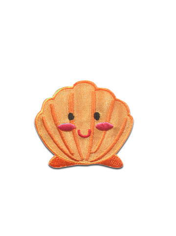Catch the Patch Muschel Gesicht Piraten TiereApplikation Bügelbild inOrange