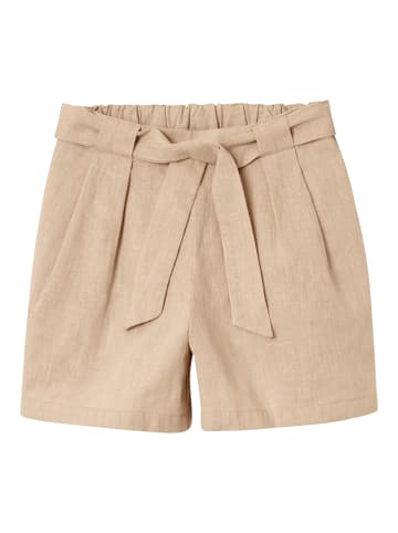 name it Mädchen Gittermuster Shorts mit Kordelzug in Beige-2